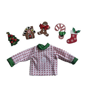 Elf on The Shelf Ugly Christmas Sweater with 5 changeable appliques